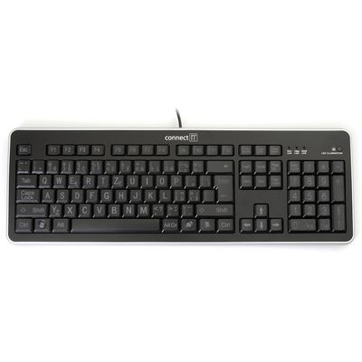 Connect IT LED bíle podsvícená klávesnice s VELKÝM fontem, USB