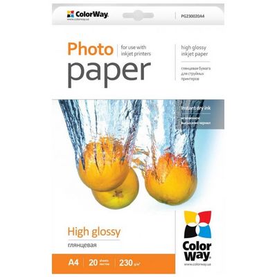 ColorWay fotopapír/ high glossy 230g/m2, A4/ 20 ks