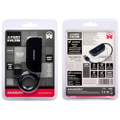 AXAGON HUE-X4B USB Ready hub, černý