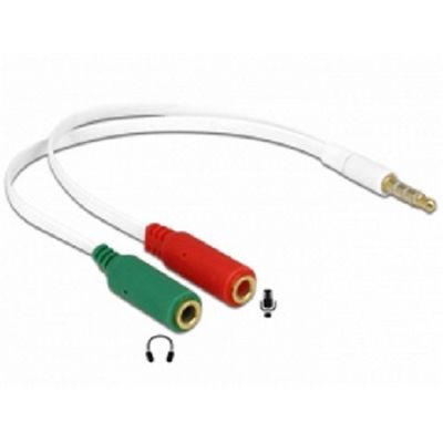 Delock adaptér sluchátek 1 x 3.5mm 4 pin Stereo jack samec > 2 x 3.5mm 3 pin Stereo jack samice (iPhone) (65447)