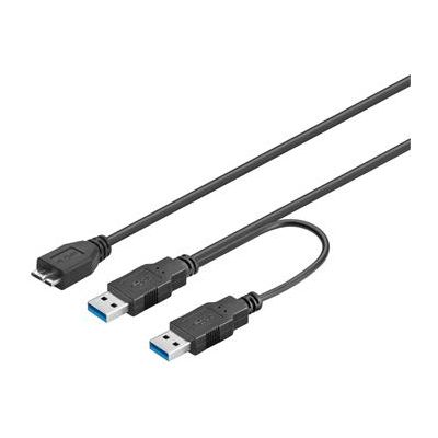 PremiumCord USB 3.0 napájecí Y kabel A/M + A/M -- microUSB/M