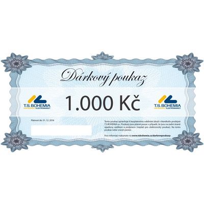 Dárkový poukaz T.S.BOHEMIA 1000 Kč