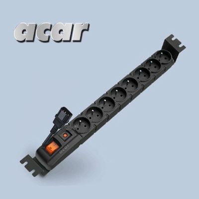 ACAR 19 Rozvodný panel 8x230V 1,5U CZ 3m kabel IEC černý