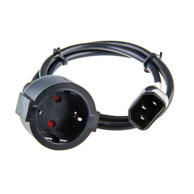 Síťový kabel pro výstup UPS - redukce PC konektor (IEC) na běžnou zásuvku (schuko) 1m