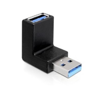 DeLock adaptér USB 3.0 samec - USB 3.0 samice pod úhelem 90° vertikálně