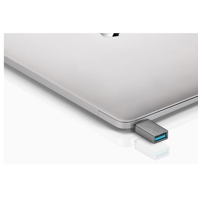 PremiumCord Adaptér USB-C/male - USB3.0 A/female, kovově šedý, OTG