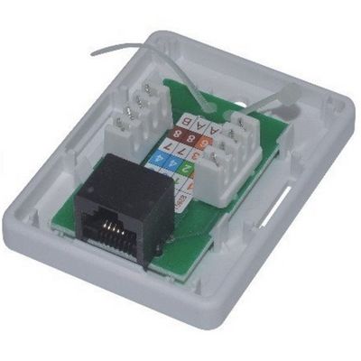 EuroLan UTP zásuvka na omítku, 1x RJ45, bílá, Cat.5e svorkovnice