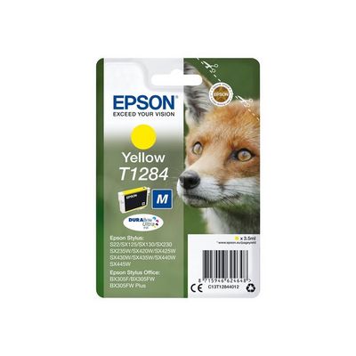 Epson T1284 Yellow 3,5ml pro Stylus S22/SX125/SX130/420W/425W, Stylus Office BX305F - originální