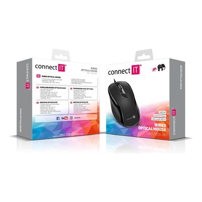 Connect IT CMO-1200-BK optická myš, USB, černá