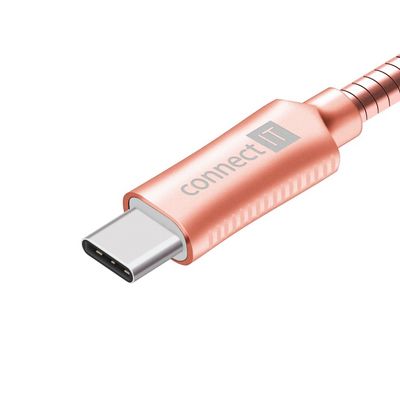 Connect IT Wirez Steel Knight USB-C - USB kabel, rose-gold, 1 m