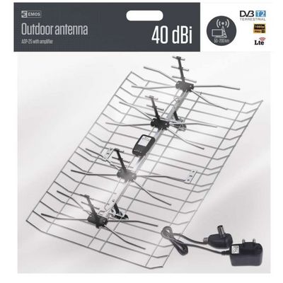 EMOS EM-025 venkovní anténa 0–100 km, DVB-T2, DAB, filtr LTE/4G
