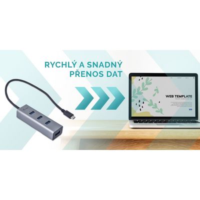 i-tec USB-C Metal 4-portový HUB, 4x USB 3.0