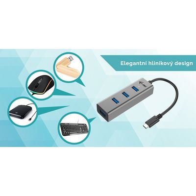 i-tec USB-C Metal 4-portový HUB, 4x USB 3.0