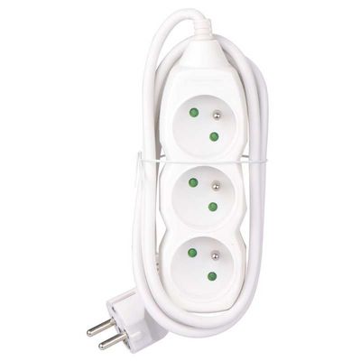 Prodlužovací kabel 1,5 m / 3 zásuvky / bílý / PVC / 1 mm2