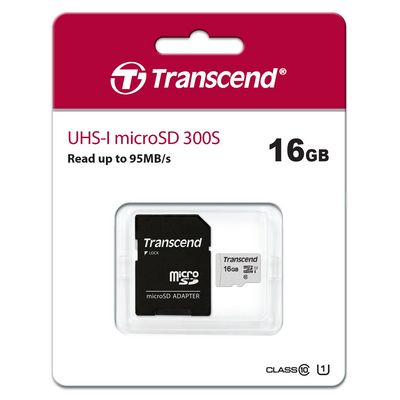 Transcend microSDHC 300S 16GB UHS-I + adaptér