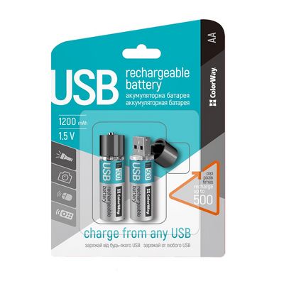 ColorWay nabíjecí baterie AA USB 1200mAh 2ks
