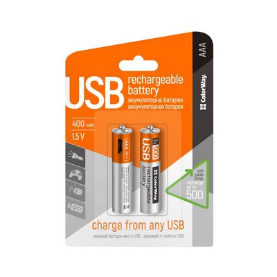 ColorWay nabíjecí baterie AAA USB 400mAh 2ks
