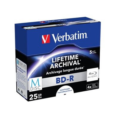 Verbatim Blu-ray BD-R M-Disc Printable 4x, 25GB, 5 ks (Jewel)