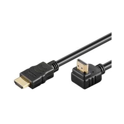 HDMI High Speed+Ethernet kabel, zlacený zahnutý konektor 90° 3m