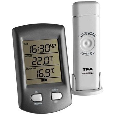 TFA bezdrátový teploměr s hodinami 30.3034.10 RATIO