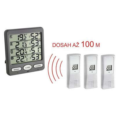 TFA teploměr a vlhkoměr s 3 bezdrátovými senzory 30.3054.10 KLIMA-MONITOR