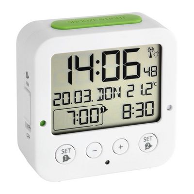 TFA digitální budík s hodinami řízenými DCF signálem 60.2528.02 BINGO - bílý