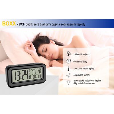TFA rádiem řízený digitální budík s automatickým podsvícením 60.2554.01 BOXX