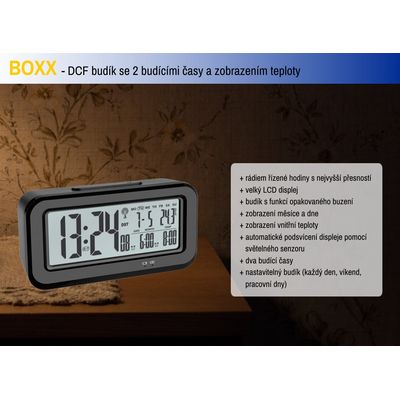 TFA rádiem řízený digitální budík s automatickým podsvícením 60.2554.01 BOXX