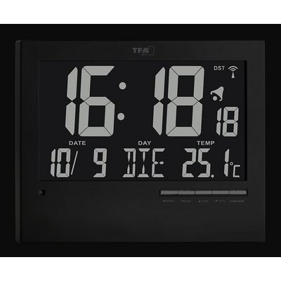 TFA rádiem řízené nástěnné hodiny s češtinou a automatickým podsvícením - 60.4508