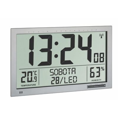 TFA nástěnné DCF hodiny 60.4517.54 s teploměrem a vlhkoměrem - velikost XL