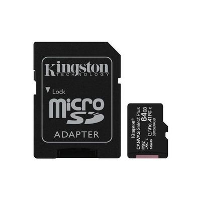 KINGSTON microSDXC 64GB Canvas Select Plus A1 C10 Card (rychlost až 100 MB/s) + SD adaptér