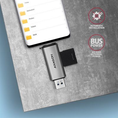 AXAGON CRE-SAC, USB-C + USB-A externí čtečka