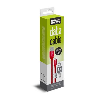 ColorWay USB - microUSB kabel 1m 2.1A, červená