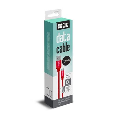 ColorWay USB-C kabel 1m 2.1A, červená