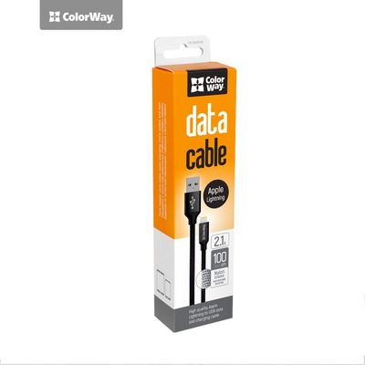 ColorWay USB 2.0 - Lightning kabel 1m 2.1A, černá