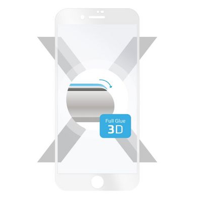 Fixed Ochranné tvrzené sklo 3D Full-Cover pro Apple iPhone 7/8/SE (2020), bílé