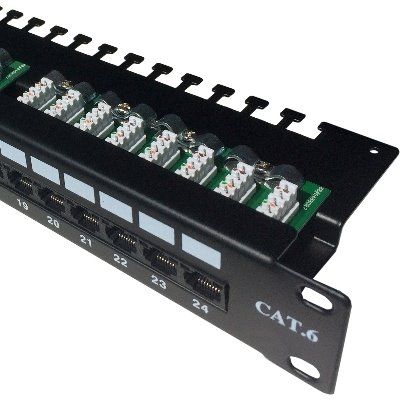 DATACOM Patch panel 19 UTP 24 port CAT6 LSA 1U BK (3x8p) horní
