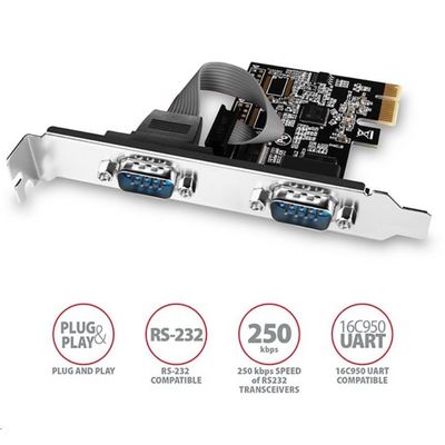 AXAGON PCEA-S2N, PCIe řadič - 2x sériový port