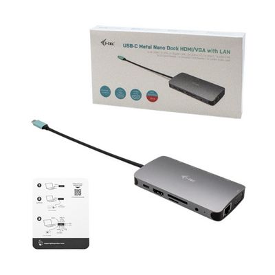 I-TEC USB-C Metal Nano Dock HDMI/VGA with LAN + Power Delivery 100 W