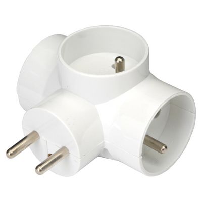 PremiumCord Roztrojka 230V 10A, 3x kulatá zásuvka, bílá