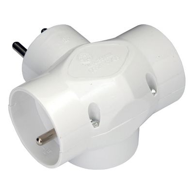 PremiumCord Roztrojka 230V 10A, 3x kulatá zásuvka, bílá