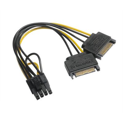 AKASA adaptér 2x SATA na 6+2pin PCIe