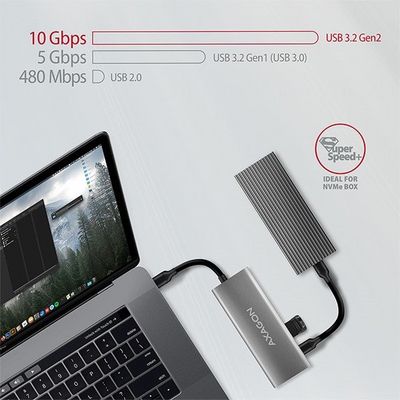 AXAGON HMC-5G2, USB 10Gb/s hub, porty 2x USB-A, 2x USB-C, HDMI 4k/60, PD 100W, kabel USB-C 13cm