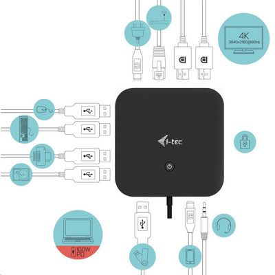 I-TEC USB-C Dual Display Docking Station s Power Delivery 100W + i-tec Universal Charger 112W