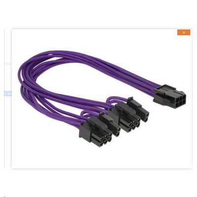 Delock napájecí kabel PCI Express 6 pin samice > 2 x 8 pin samec textilní stínění fialové
