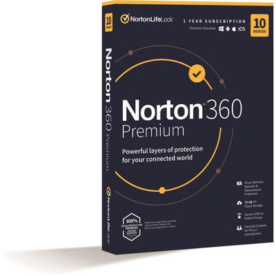 NORTON 360 PREMIUM 75GB CZ 1 uživatel, pro 10 zařízení, na 12 měsíců, box
