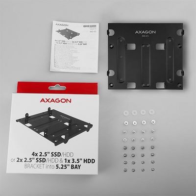 AXAGON RHD-435, kovový rámeček pro 4x 2.5 nebo 2x 2.5 HDD/SSD a 1x 3.5 HDD do 5.25 pozice