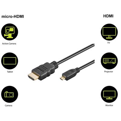 PremiumCord 4K Kabel HDMI A - HDMI micro D, 2m