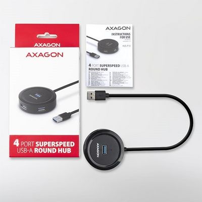 AXAGON HUE-P1A, 4x USB 3.2 Gen 1 ROUND hub