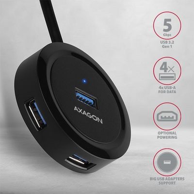 AXAGON HUE-P1A, 4x USB 3.2 Gen 1 ROUND hub